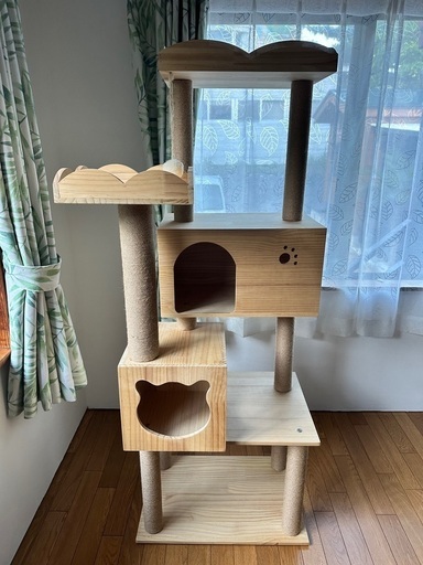 キャットタワー オシャレ 木製麻ひも