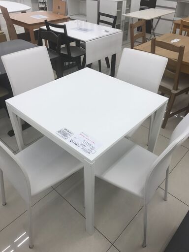 ★ジモティ割あり★  ダイニングテーブルセット ホワイト H74×D75×W74 クリーニング済み HJ3759