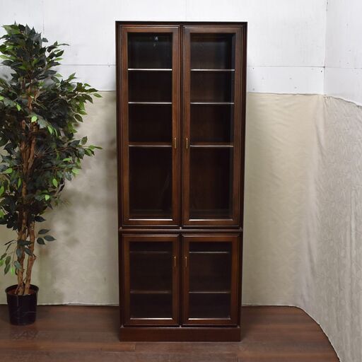 ≪zyt1537ジ≫ オールドカリモク 飾り棚① 幅74cm ビンテージ家具 書棚/食器棚/カップボード/サイドボード/ディスプレイ/キャビネット 60606-02