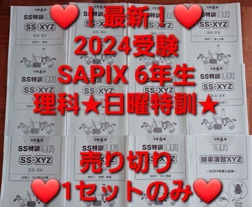 【★最新★2024受験】Sapix6年2023年度版 理科 日曜特訓⑯