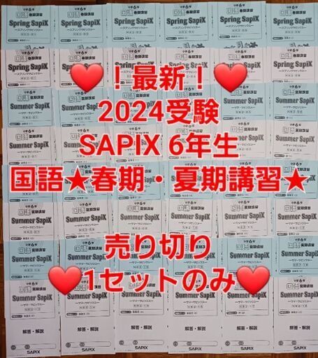 【★最新★2024受験】Sapix6年2023年度版 国語 春期・夏期講習