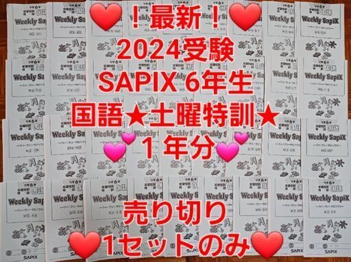 【★最新★2024受験】Sapix6年2023年度版 国語 土曜特訓１年分セット