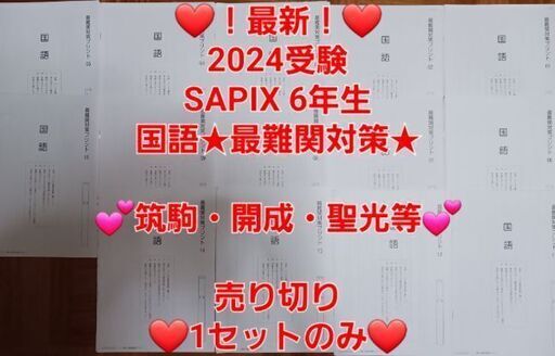【★最新★2024受験】【未使用多数】Sapix6年2023年度版 国語 最難関