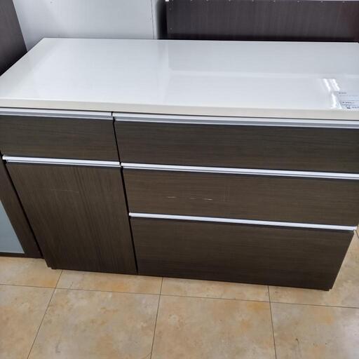 ★ジモティ割あり★  食器棚 白ダークブラウン H119.5×D50.5×W85.5 クリーニング済み OJ4856