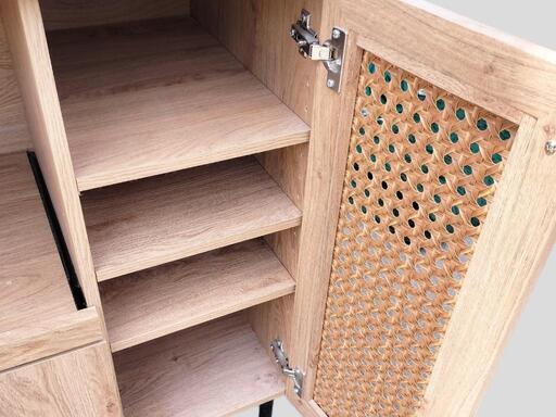 LOWYA 食器棚 キッチンカウンター キッチンキャビネット ラタン調 Amazon.co.jp: LOWYA ロウヤ 食器棚 90cm キッチンカウンター レンジ台