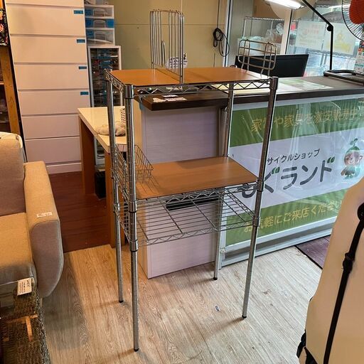 送料無料・設置無料有りスチールラック 天板木目 中古収納家具