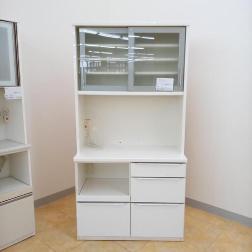 ★ジモティ割あり★ 松田家具 レンジボード 白 H100×D48.5×W197.5 クリーニング済み OJ4861