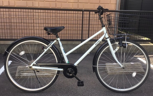 ＜整備・美品車＞シティサイクル 26インチ自転車・ホワイト・変速なし 鍵付き