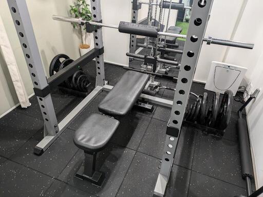 IROTECパワーラックHPMラットオプションセット＋バーベル＆プレート