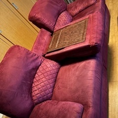 ボルドー三人掛けリクライニングソファ