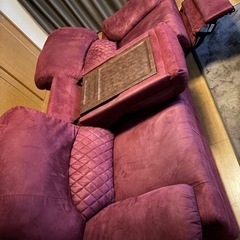 ボルドー三人掛けリクライニングソファ