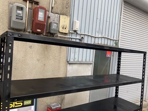 ☆中古￥6,000！業務用5段スチールラック 家具 ブラック 幅180㎝x奥行 