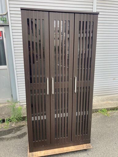 ☆中古￥9,800！ニトリ　万能家具　キッチン収納　収納家具　ブラウン　幅90㎝ｘ奥行35㎝ｘ高さ180㎝　【BG109】