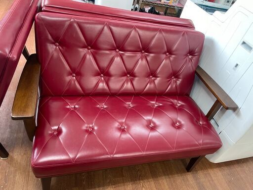 2人掛けソファ　No.13768　レッド　TOYO FURNITURE　トウヨウ ファニチャー　同商品あり【リサイクルショップどりーむ天保山店】