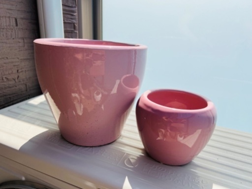 植木鉢　陶器鉢　ピンク　4号\u00263号　セット
