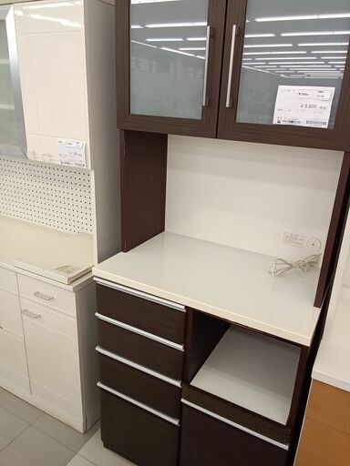 ★ジモティ割あり★  レンジボード ブラウン H102×D51×W80 クリーニング済み TC746