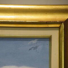 油絵　雪の湯殿山 　　山絵　額付　【佐藤辰作】洋画家 ■Ａ-1564