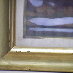 油絵　雪の湯殿山 　　山絵　額付　【佐藤辰作】洋画家 ■Ａ-1564