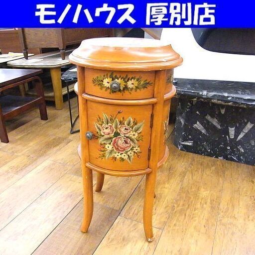 テーブル 引き出し付き 猫脚 トールペイント アンティーク調 テーブル 引き出し付き 猫脚 トールペイント アンティーク調