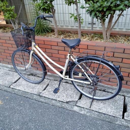 (chariyoshy出品)26インチ自転車、オートライト付き、カゴ補修あり