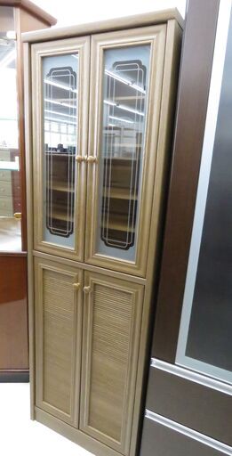 北海道 千歳市/恵庭市 近郊配送可能 食器棚 ブラウン キッチン家具 店頭でのお受渡し大歓迎