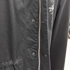 stussy ステューシー　ワールドツアー　フーデッドコート　Mサイズ　コットン　黒　フロントジップ　スナップボタン　状態良好