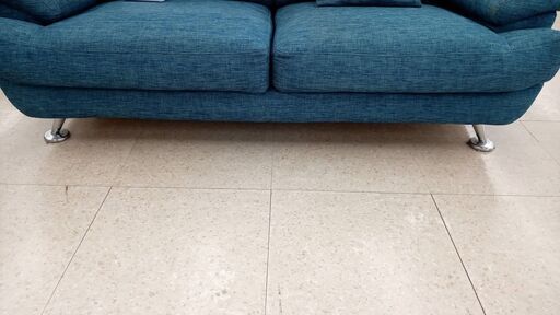 店長値引き★ジモティ割あり★  ソファー　２人掛け 青 H×D×W クリーニング済み TJ7428 店長値引き☆ジモティ割あり☆ ソファー 2人掛け 青 H×D×