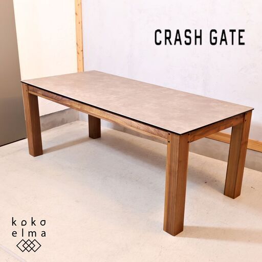 CRASH GATE(クラッシュゲート)/NOR(ノル)のハルゼー ダイニングテーブル/ウォールナット材。大理石のような気品のあるセラミック天板とオイルで仕上げた木脚が存在感抜群のモダンな食卓♪