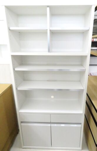 北海道 千歳市/恵庭市 近郊配送 オープンタイプ 食器棚 ホワイト キッチン収納棚 ホワイト 店頭でのお受渡し大歓迎
