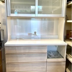 パモウナ キッチンボード 高級食器棚 レンジ台 幅120 Hettich  食器棚 