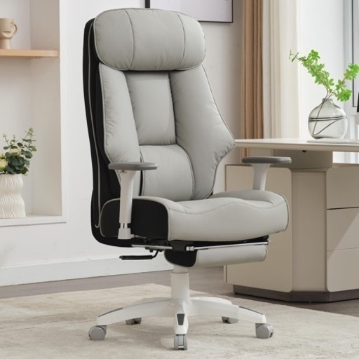 ゲーミングチェア デスクチェア オフィスチェア オットマン付き パソコンチェア(ライトグレー)定価: 39,580円