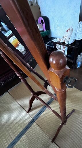 アンティーク　木製　全身鏡　スタンドミラー　ヴィンテージ　オーバル アンティーク オーバル型 木製全身鏡 スタンドミラー オーバル型