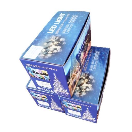 ⑥新品【3個セットでお得】イルミネーション　ネット　2m x 1m　176球　シャンパンゴールド