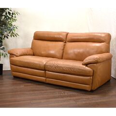 ヤ取終了11/8】≪yt1506ジ≫ 3人掛け本革ソファ ブラウン