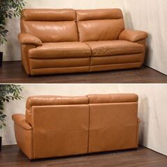 ソファー【Dema製】本革 中古【値下げ】 ヤ取終了11/8】≪yt1506ジ≫ 3人掛け本革ソファ ブラウン