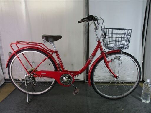 D646　★限定特価★ 中古自転車 【　26インチ　赤　6段　LEDオートライト 】