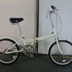 D818　★10000円★　折りたたみ中古自転車【20インチ　白 　かご付き】 D818 ☆10000円☆ 折りたたみ中古自転車【20インチ 白 かご付き】