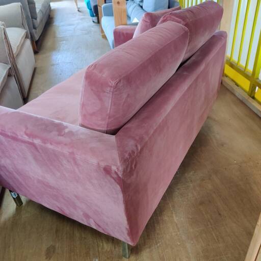 愛品倶楽部柏店】 LOWYA 2Pソファ ピンク ベルベット調