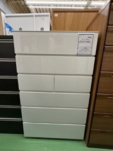 【ドリーム川西店御来店限定】 ニトリ 6段チェスト ホワイト H1305×W800×D415 クリーニング済み 【2001235255600288】