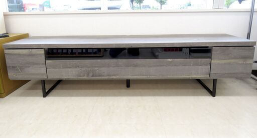 北海道 千歳市/恵庭市 近郊配送 大型 木製 テレビボード グレー系 ローボード 店頭でのお受渡し大歓迎