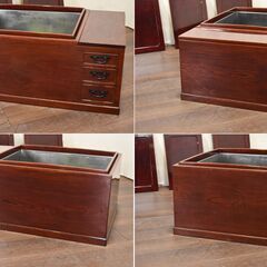 ≪yt1507ジ≫ 江戸火鉢 関東長火鉢 現状品 関東火鉢/猫板/角火鉢/角型/箱火鉢/囲炉裏/火櫃/火桶/酒燗/古民具/レトロ/骨董/中古家具/宮城県仙台市 60707-12