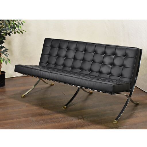 【ヤ取終了9/21】≪zyt1549ジ≫ リプロダクト品 バルセロナチェア 2シーター 幅154cm 2人掛け/3人掛け/おしゃれ/シンプル/モダン/デザイナーズ家具/中古家具/宮城県仙台市 60615-02