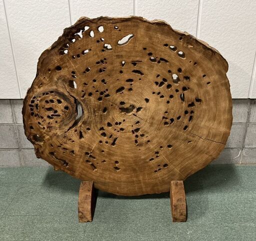 春日杉 輪切 衝立 一枚板 間仕切り 豪華 天然木 幅115cm×奥行46cm×高さ109cm
