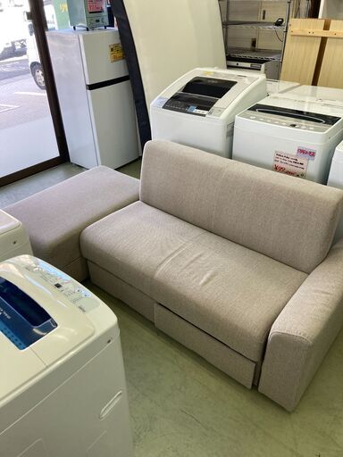 【リサイクルショップ　ピカソ　小松原】nitori ニトリ 収納付き ソファーベッド タキノウ４ ベージュ★9777★