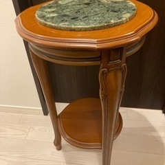 サイドテーブル 大理石 天板 直径39㎝ 高さ73㎝ アンティーク