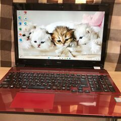 💗NEC・A品・超高速i7第7・お洒落レッド・爆速新品SSD256GB！Webｶﾒﾗ