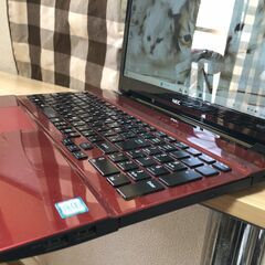?NEC・A品・超高速i7第7・お洒落レッド・爆速新品SSD256GB！Webｶﾒﾗ