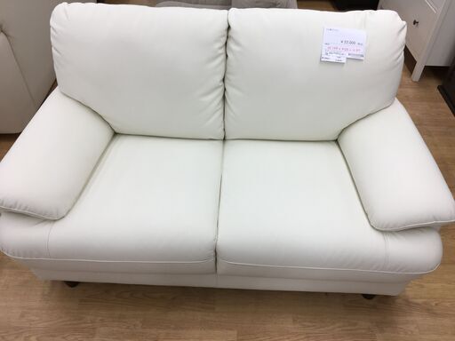 ★ジモティ割あり★  2人掛けソファー ホワイト　白 W148×D85×H80 クリーニング済み SJ6209