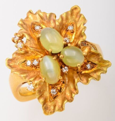 K18 キャッツアイ・ダイヤモンド リング 品番c23-8 K18 キャッツアイ・ダイヤモンド リング 品番c23-8