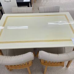 ☆ジモティ割あり☆ 4人掛けダイニングセット ベージュ H72×D80×W125